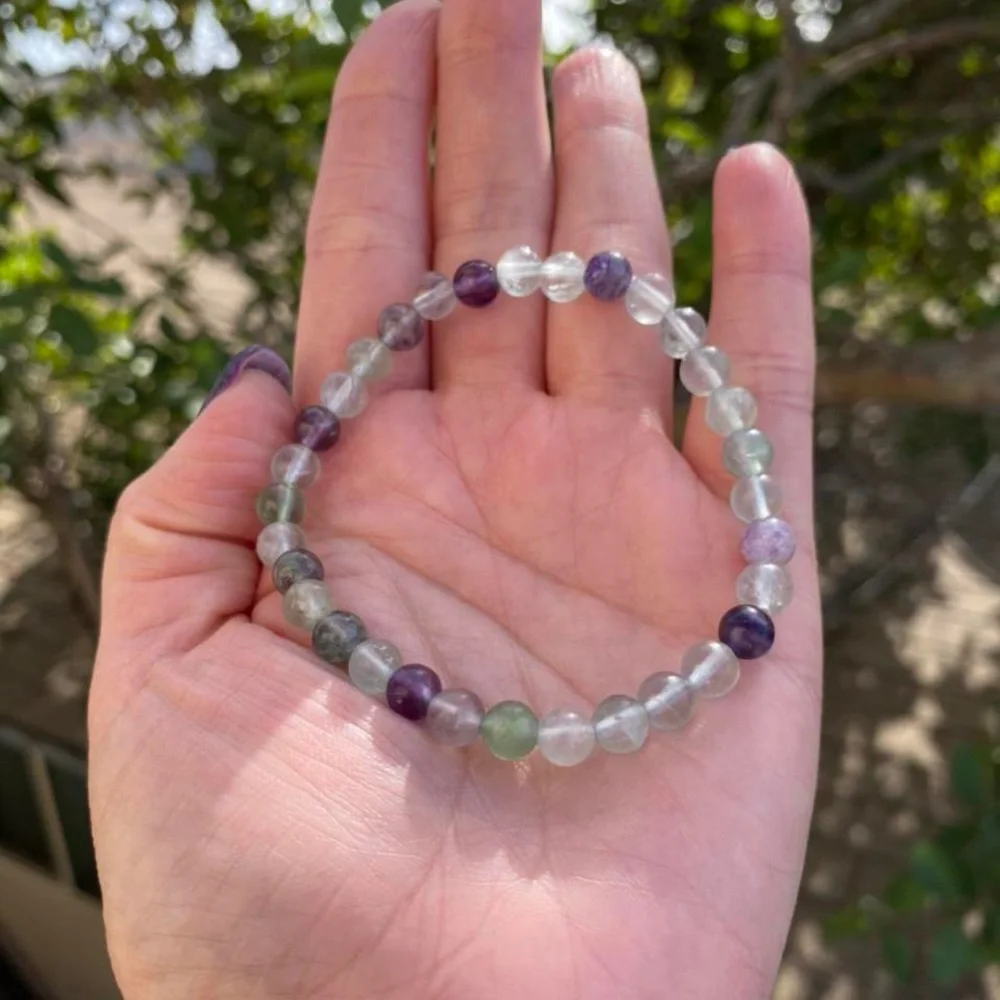 Rainbow Fluorite Crystal Stretchy Bracelet